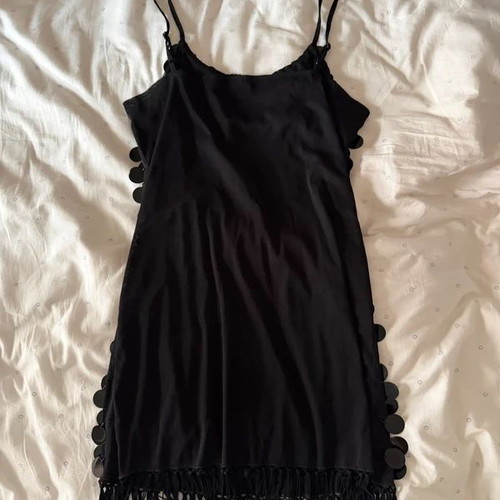 Intimissimi black sequin dress with fringe, used, size S