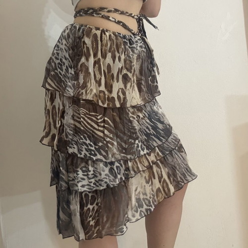 Paranoia Y2K midi leopard skirt like new, XS/S