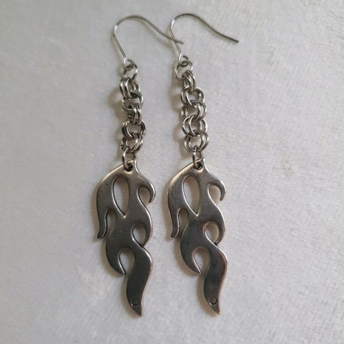 Flame Earrings silver plated, stainless steel, used
