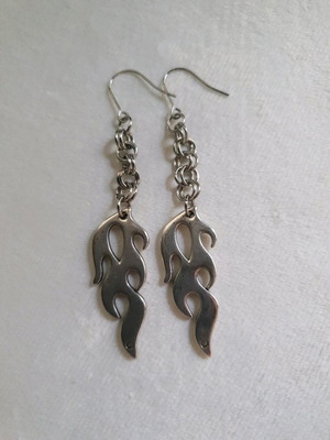 Flame Earrings silver plated, stainless steel, used