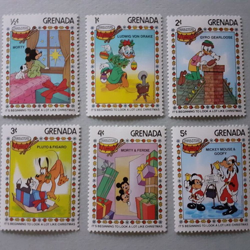 Grenada Walt Disney It's Beginning to Look a Lot Like Christmas Stamps Set 6 new