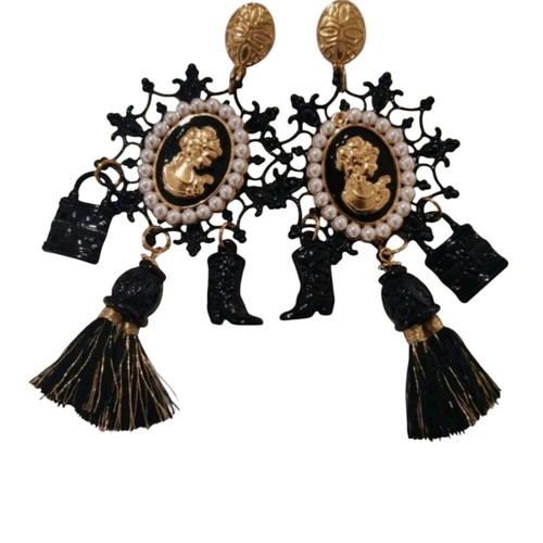 Steel earrings new, black