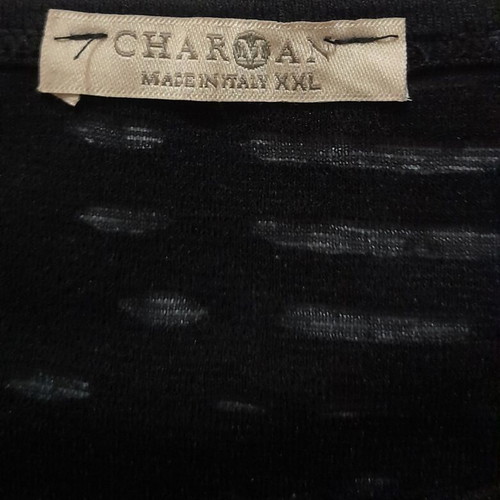 Charman Black T-Shirt like new with red tartan pocket, burnout fabric