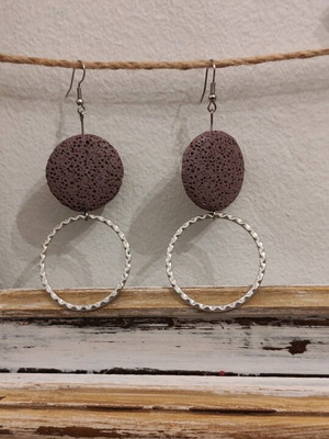 Earrings hanging with lava stones new
