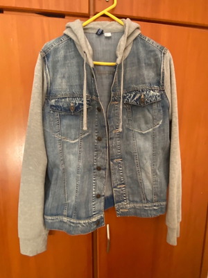 Τζιν μπουφάν unisex με φούτερ κουκούλα μέγεθος L μεταχειρισμένο