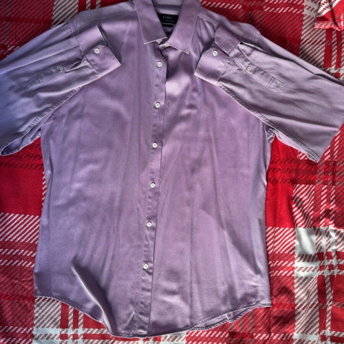 Zara Man Shirt Lavender Slim Fit Large like new