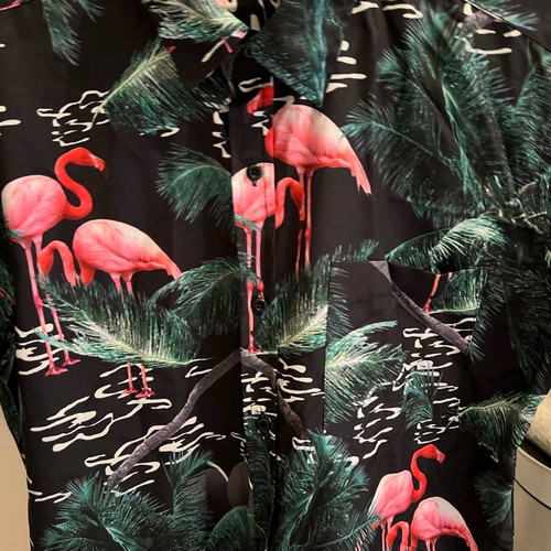 Hawaiian style flamingo print shirt used, EU size 39