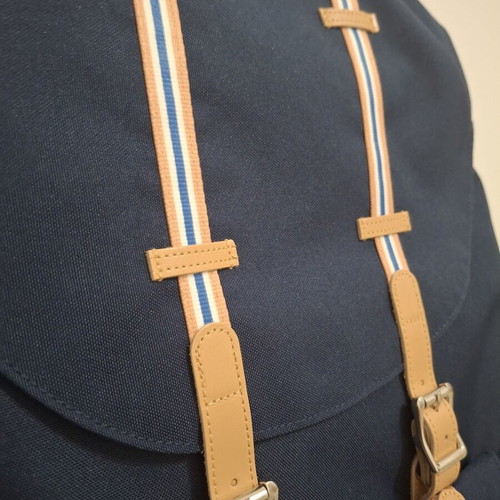 Polo Backpack Elmor navy blue with vintage leather details