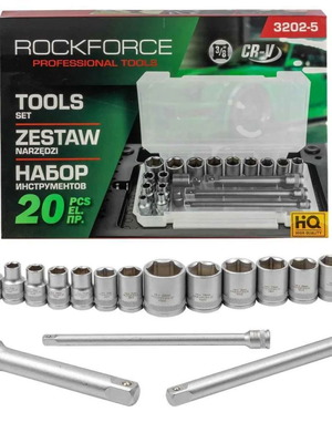 Σετ καρυδάκια RockForce 20 τεμάχια 3/8 6-22 χλστ. καινούργιο