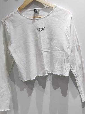 H&M Crop Top shirt used, white, size XL