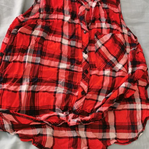 Bershka checked sleeveless shirt used, XS, red blue white