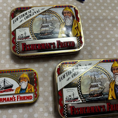 Fisherman’s Friend collectible metal tins used, pack of 3