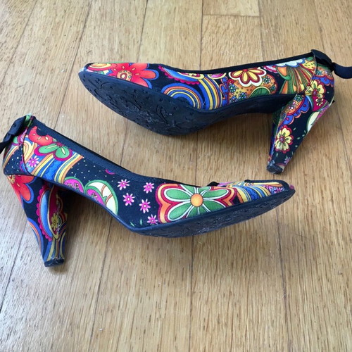 Peep toe colorful shoes used size 38