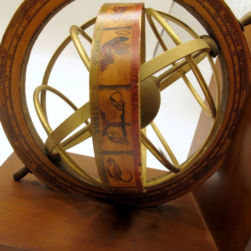 Vintage Italian bookends with armillary spheres globes 1960s–70s