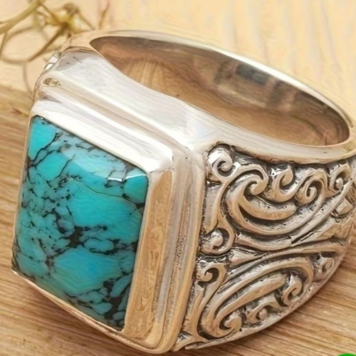 Vintage silver ring with turquoise stone 19 mm