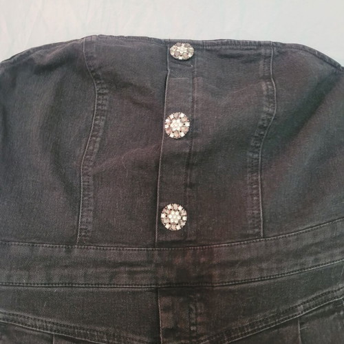 H&M Strapless Dark Grey Denim Jumpsuit with Strass Buttons like new, XXL