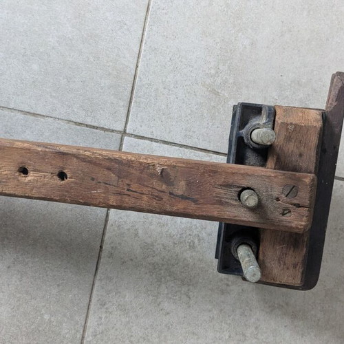 Vintage wooden clamp and long Sheffield wood auger used