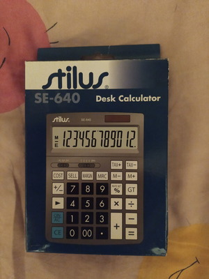 Stilus SE-640 desk calculator, 12 digits, solar and battery powered