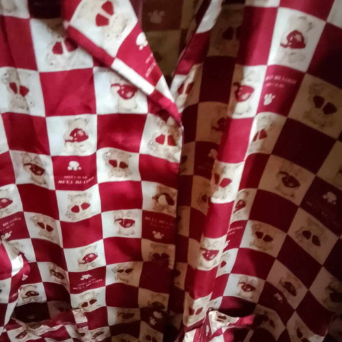 Satin pajamas with teddy bears new, bordeaux and ecru color