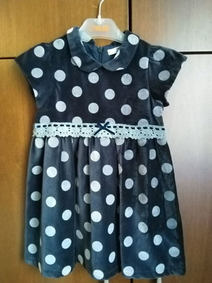 Girls' princess velvet dress like new, blue silver