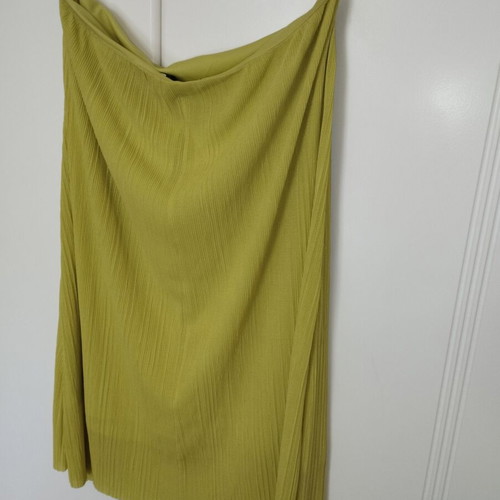 Mango midi pleated skirt like new, yellow-green, size Large