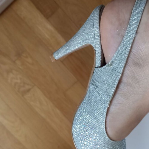 Pip Toe Silver Heels Size 37 New with Hidden Platform