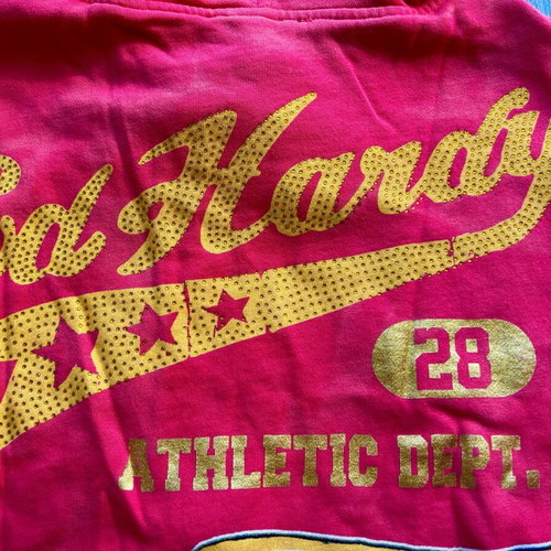 Ed Hardy sweatshirt new, dark pink with crystals and winged tiger, size S