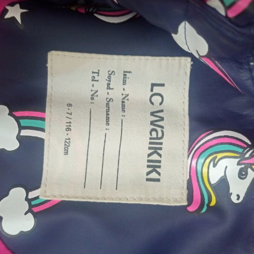 Waterproof girls' jacket used, size 116 cm, age 6