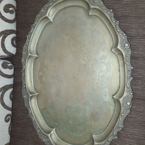 Silver-Plated EPNS Serving Tray used, vintage rococo style, large