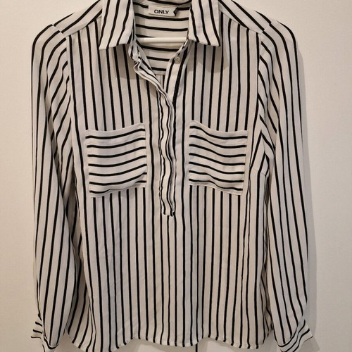 Shirt blouse Only used, polyester, black and white, size S