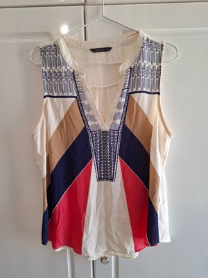 Marks & Spencer top XL used, ivory with multicolor details