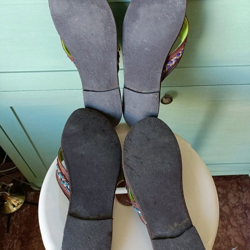 Handmade leather sandals like new, 2 pairs, size 40, multicolor