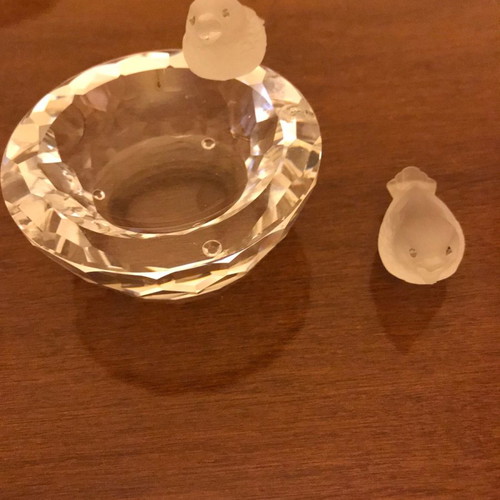 Swarovski ashtray used, crystal with bird decoration