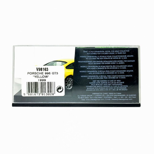 Porsche 996 911 C2 3.6 GT3 1998 Yellow Diecast Model New