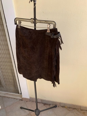 Real leather skirt like new, brown, A-Style
