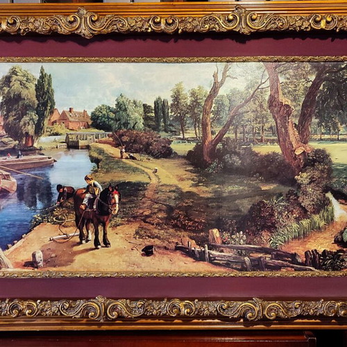 Vintage Flatford Mill Print by John Constable with Large Carved Frame used