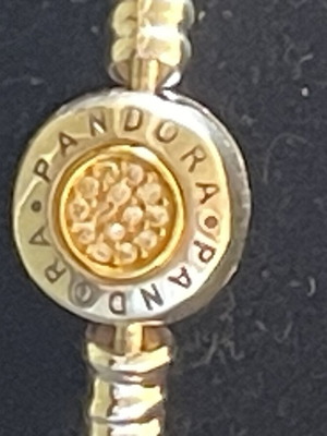 Βραχιόλι Pandora s925 ασημένιο και χρυσαφί με ζιργκόν, καινούργιο, 18cm