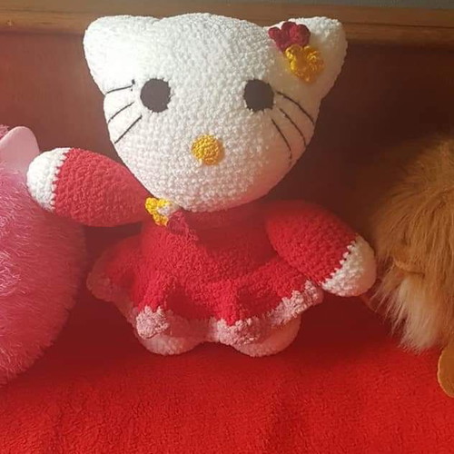 Knitted velvet cat doll made to order 45cm