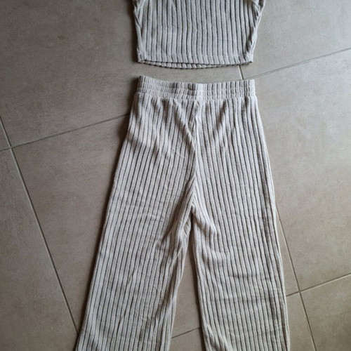 Shein set new, sleeveless crop top and beige pants