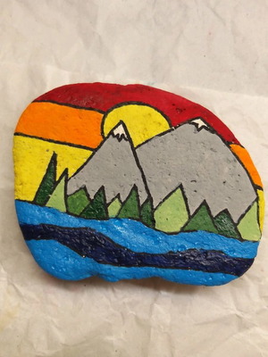 Decorative stone painted with tempera new