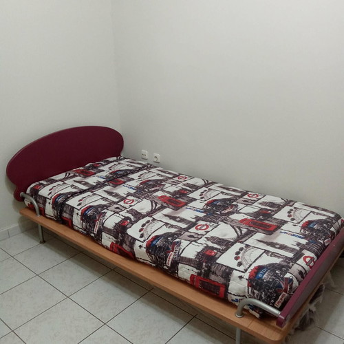 Single bed with mattress and nightstand used Neoset