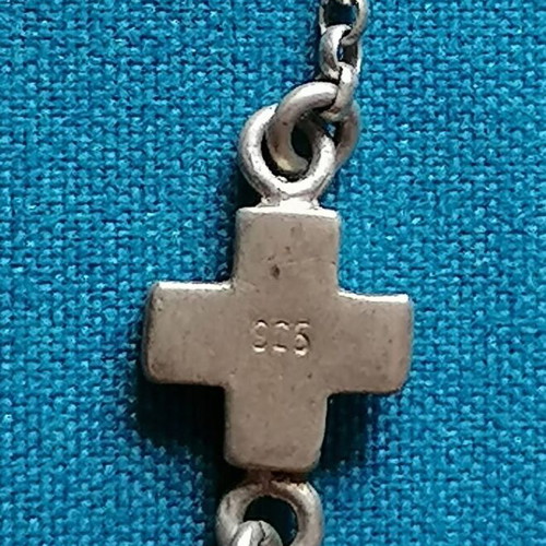 Silver bracelet with pearl and cross used, 925 silver
