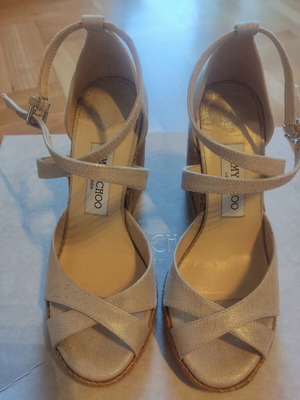 Jimmy Choo sandals platform size 36 like new beige gold