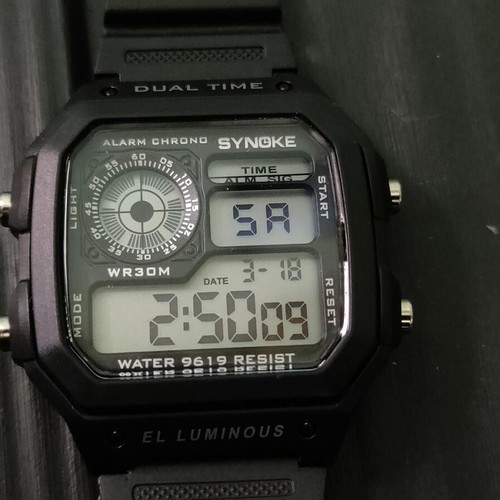Synoke Dual Time 9619 digital watch new, black