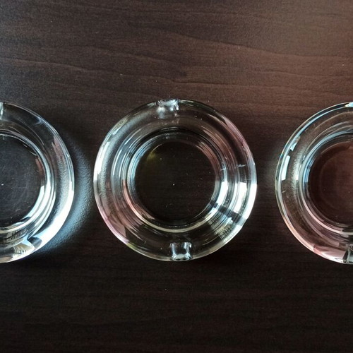 Glass Ashtrays Set of 3 Plus 1 Dewar's Collectible Used
