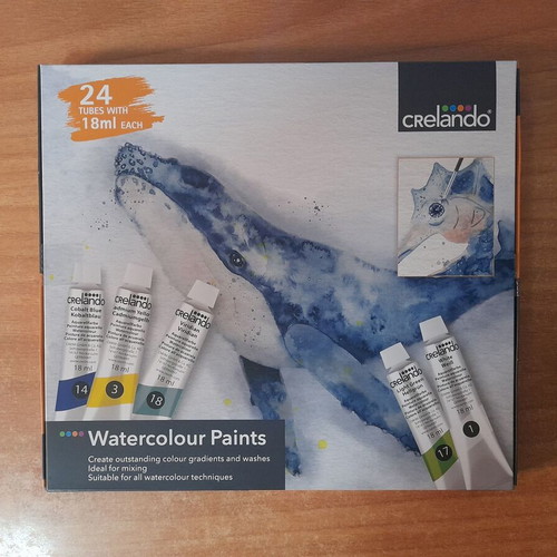 Crelando Watercolour Paints set, 24 tubes of 18 ml, sealed