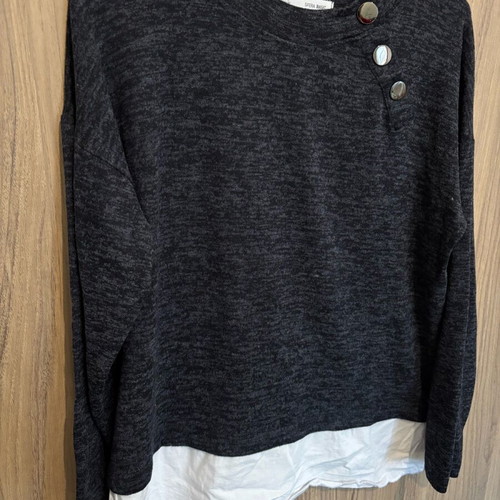 Sfera women's two-tone blouse like new, size Large, gray and white