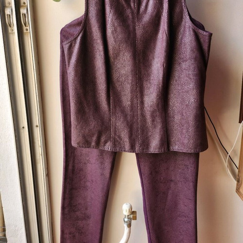 Evening set like new, purple, leather texture small