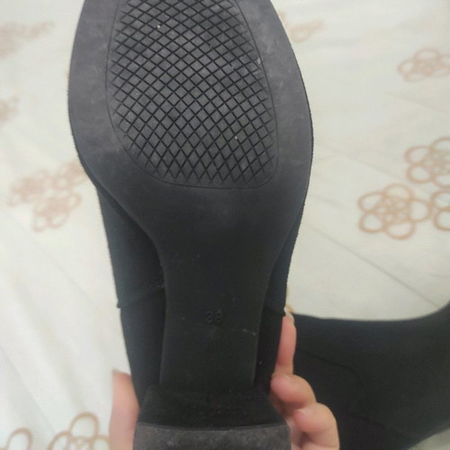 Black ankle boots like new, size 38, suede with 8 cm heel