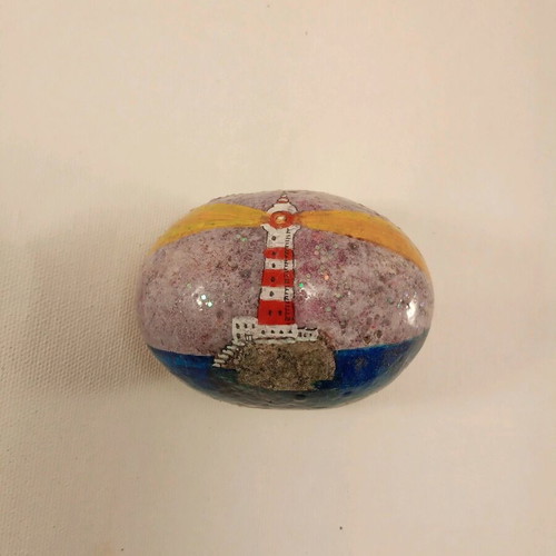 Painted stone with protective varnish "Lighthouse" made to order